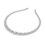 14K White Gold Floral Leaf Diamond Necklace — 3D VIEW
