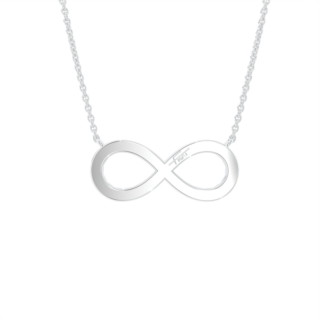 14K White Gold Infinity Round Diamond Pendant — BACK