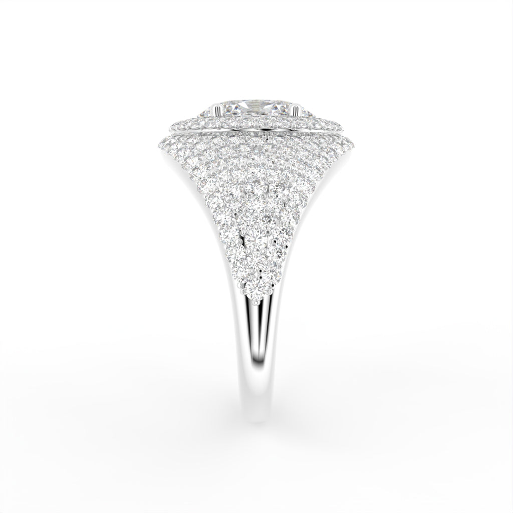 18K Oval Halo Diamond Engagement Ring — SIDE