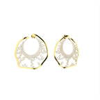 14K White Gold Round Diamond Earrings — 3D VIEW