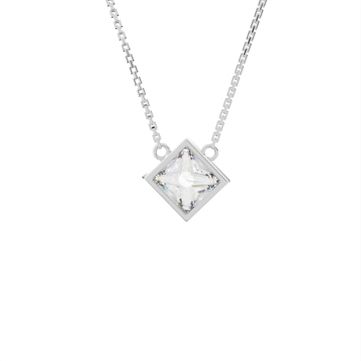 18K Solitaire Princess Diamond Pendant — BACK