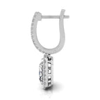 18K Halo Emerald Cut Diamond Drop Earrings — SIDE VIEW
