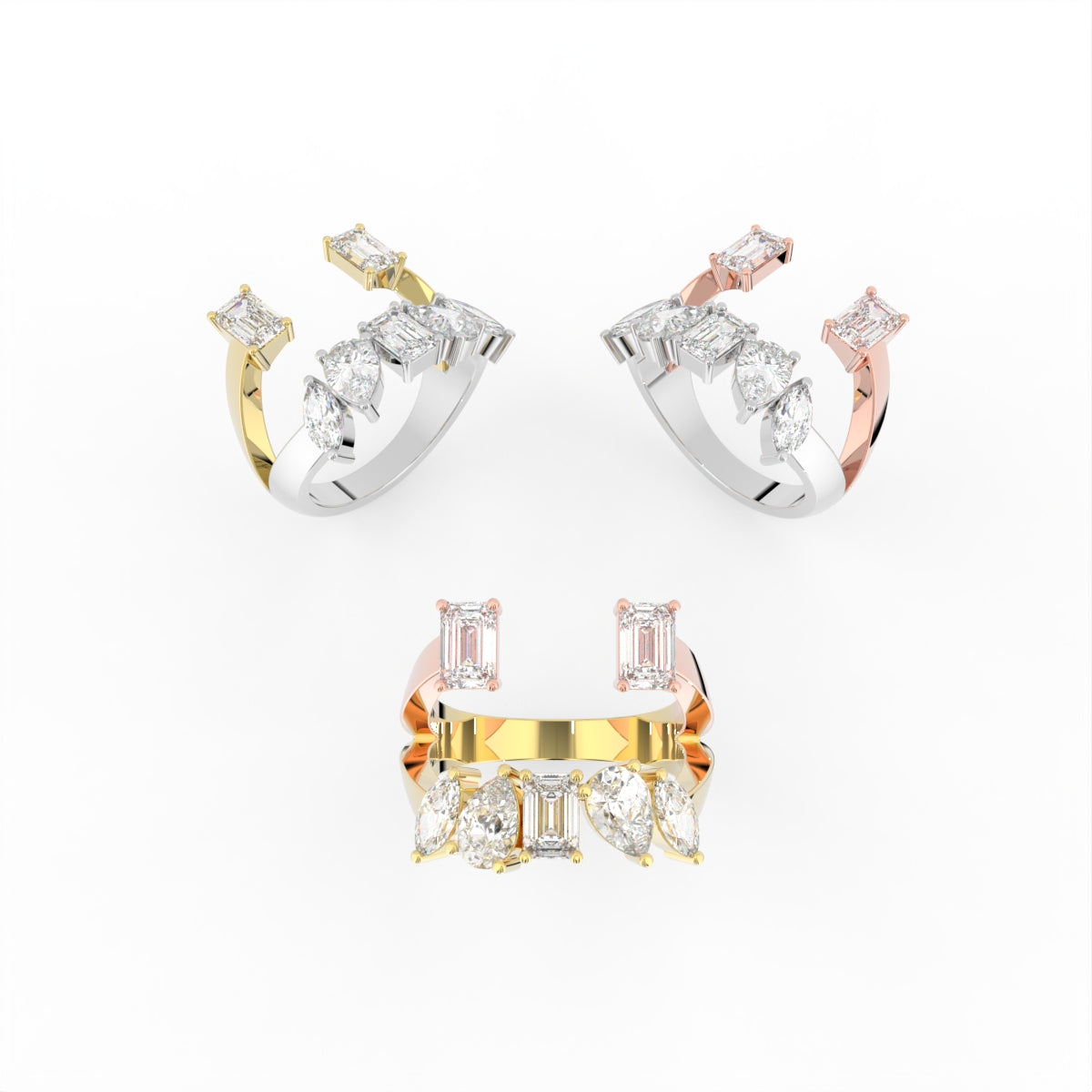 Sterling Silver Diamond Ring — 3 COLOR