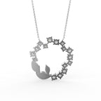 18K Wreath Leaf Round Diamond Pendant — BACK