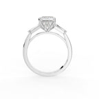 18K Yellow Gold Trilogy Emerald Diamond Ring — FRONT