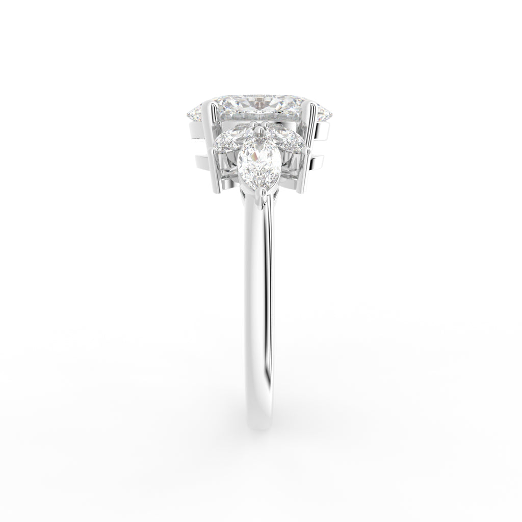 18K Bespoke Oval Marquise Diamond Ring — SIDE