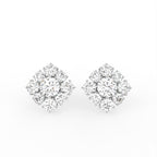 18K Round Halo Bespoke Diamond Earrings — TOP