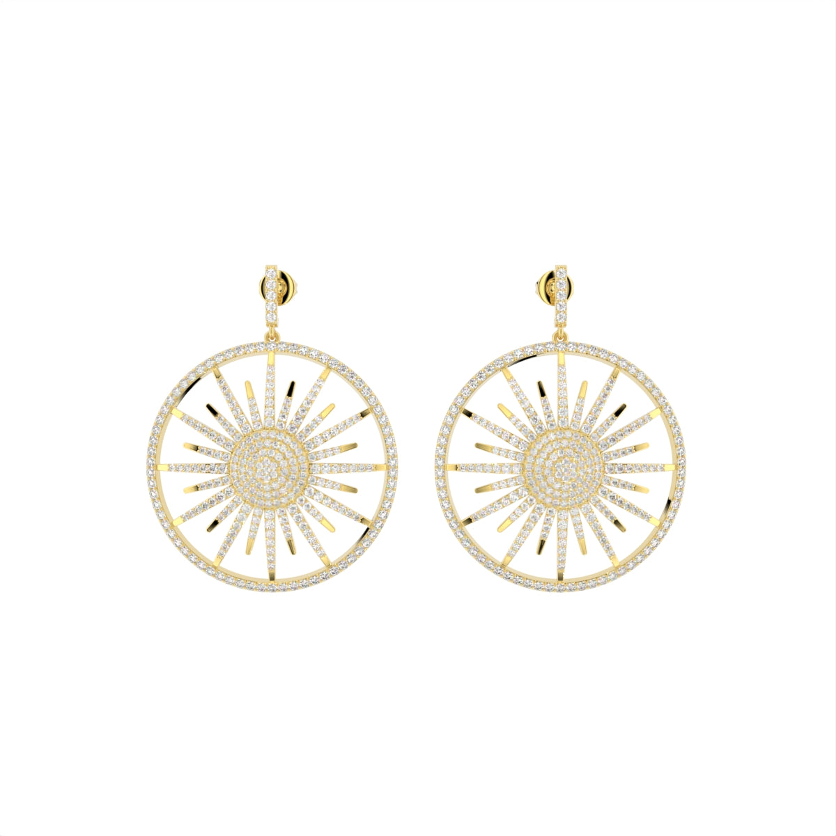 18K Open Circle Diamond Earrings — TOP