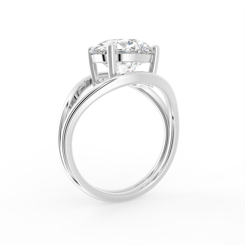 18K Yellow Gold Solitaire Round Diamond Ring — 3D VIEW