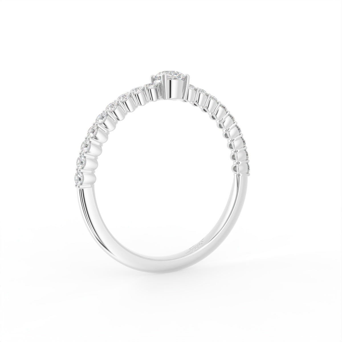 18K Yellow Gold Shoulder Set Diamond Promise Ring — 3D VIEW