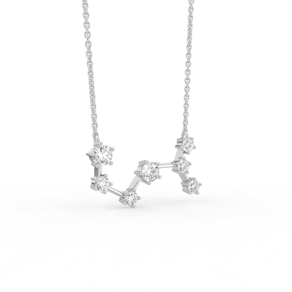 18K Yellow Gold Constellation Round Diamond Pendant — 3D VIEW