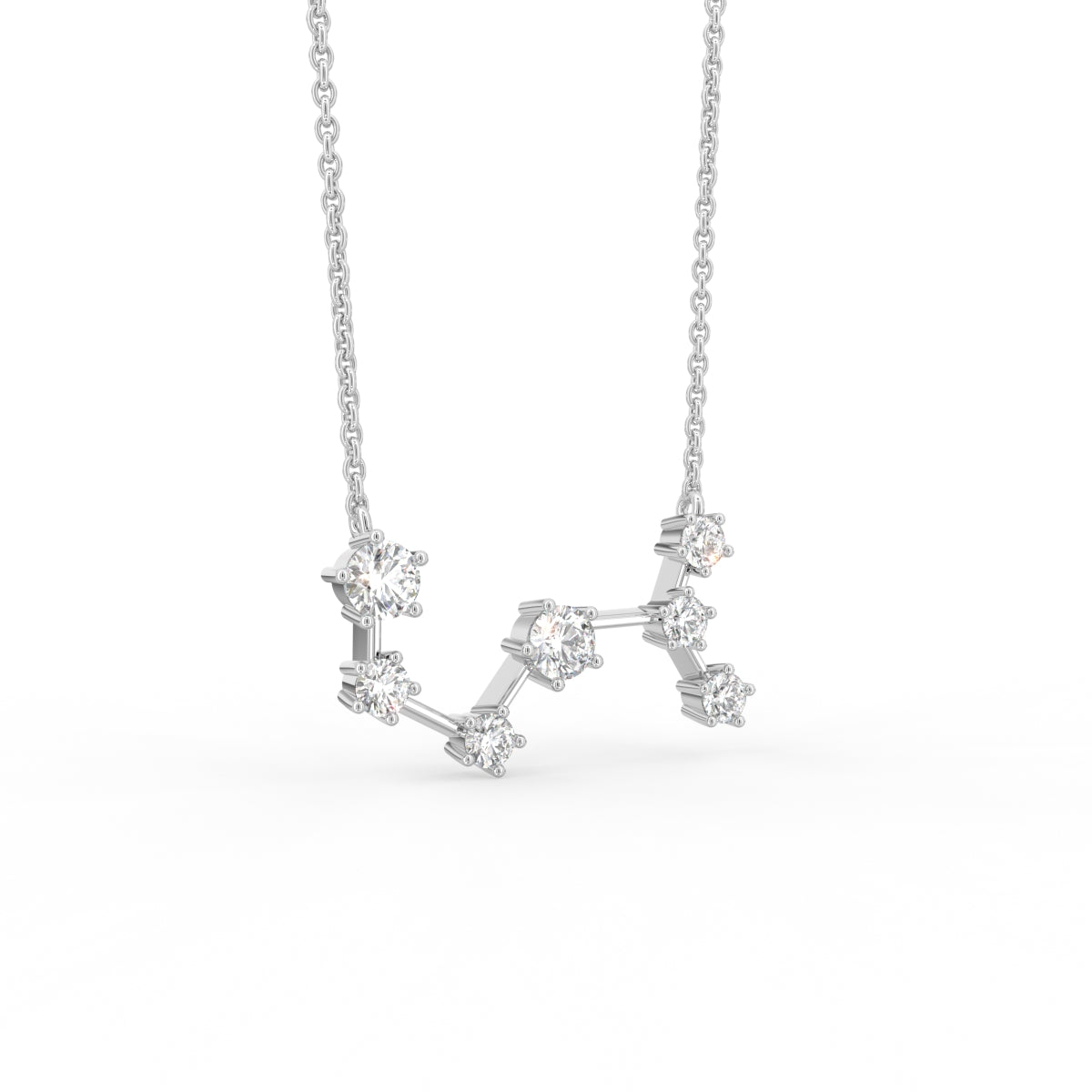 18K Yellow Gold Constellation Round Diamond Pendant — 3D VIEW