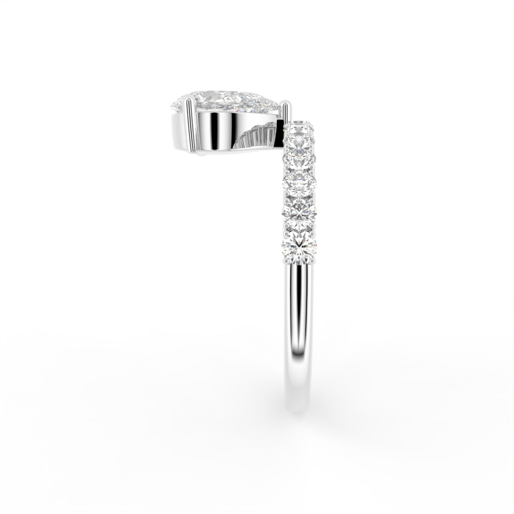 18K Bespoke Pear Diamond Ring — SIDE
