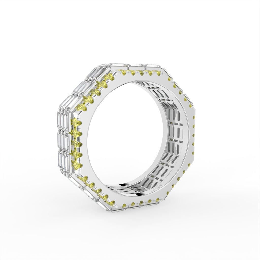 18K White Gold Baguette Diamond Ring — 3D VIEW