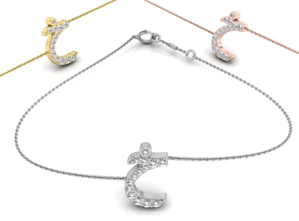 18K Arabic Alphabet Diamond Bracelet — 3 COLOR