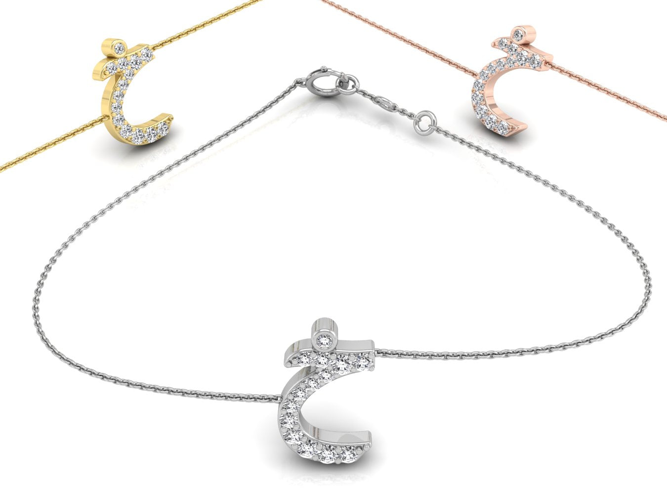 18K Arabic Alphabet Diamond Bracelet — 3 COLOR
