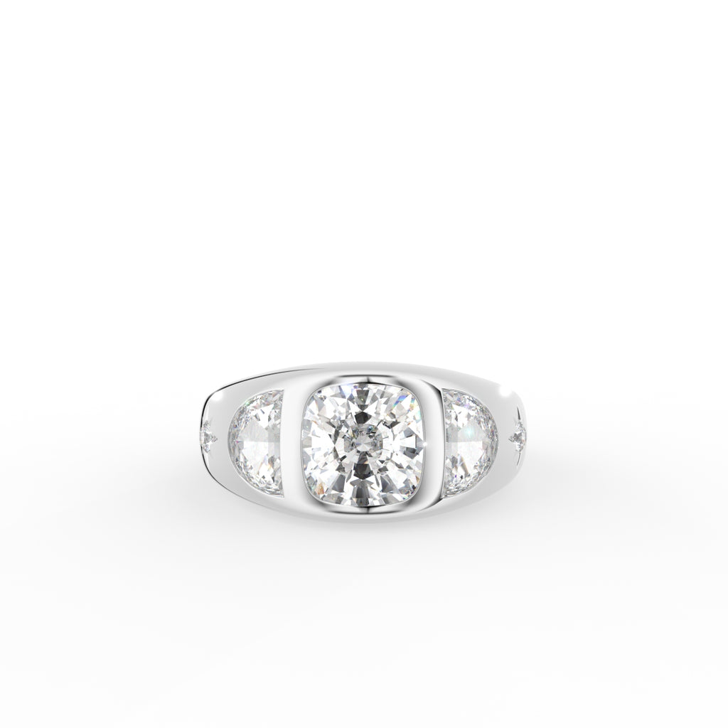 18K Yellow Gold Bespoke Cushion Diamond Ring — TOP