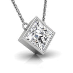 18K Solitaire Princess Diamond Pendant — RIGHT