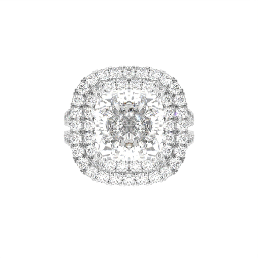18K Halo Cushion Diamond Engagement Ring — TOP