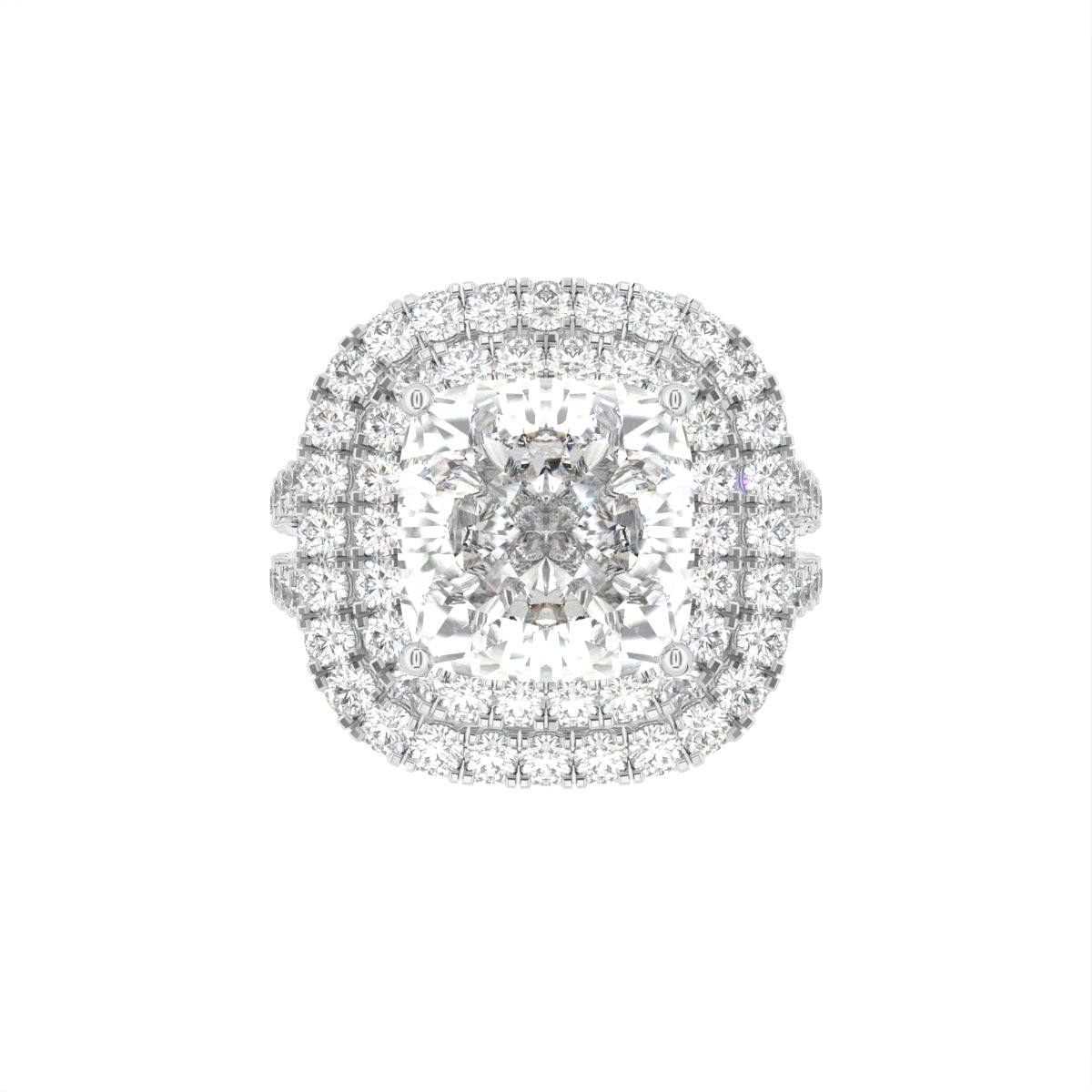 18K Halo Cushion Diamond Engagement Ring — TOP