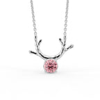 18K Antler Round Pink Diamond Pendant — FRONT