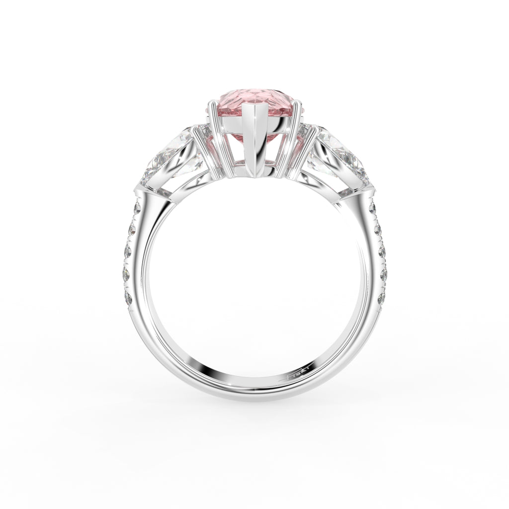 18K Trilogy Pear Diamond Engagement Ring — FRONT