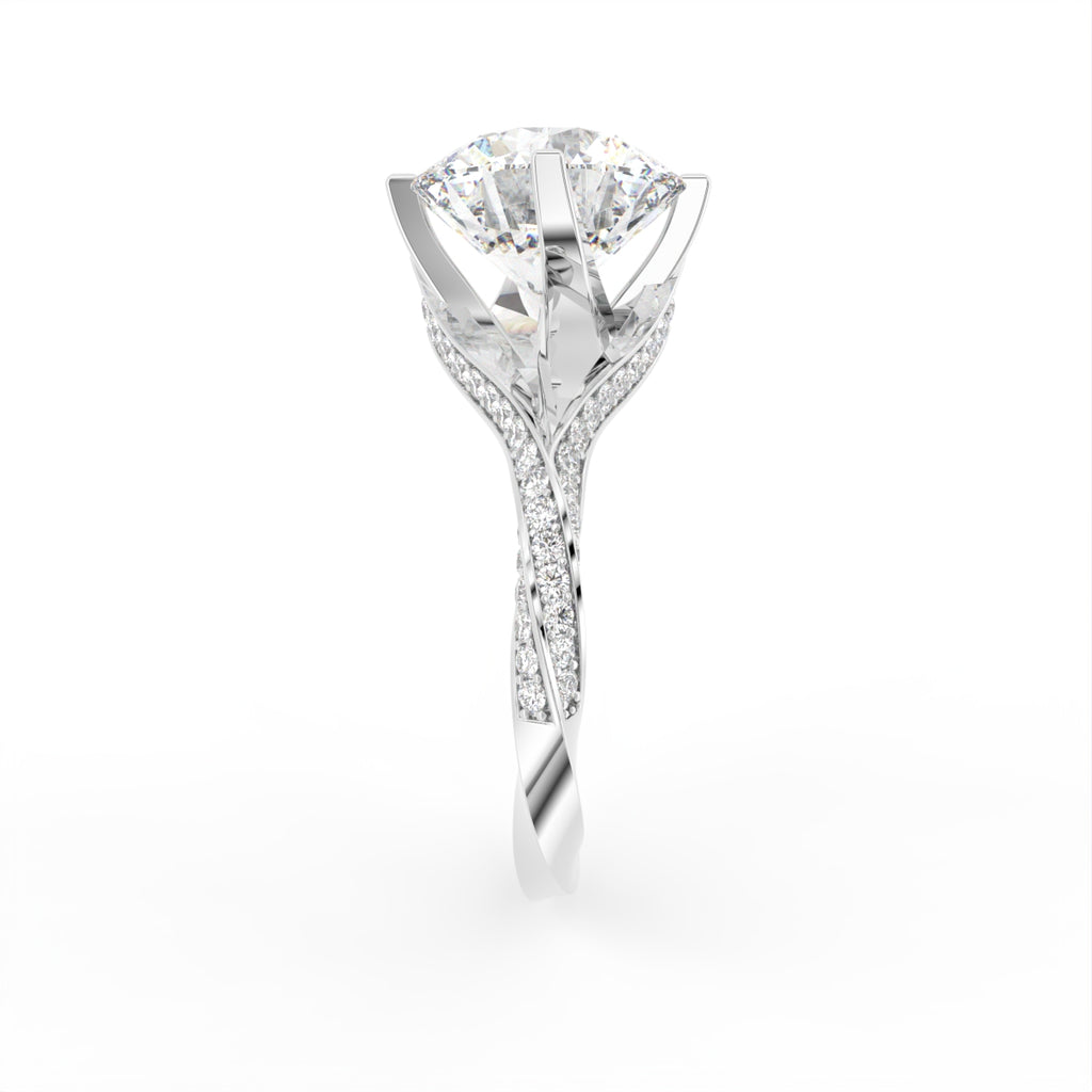 18K Solitaire Round Diamond Engagement Ring — SIDE