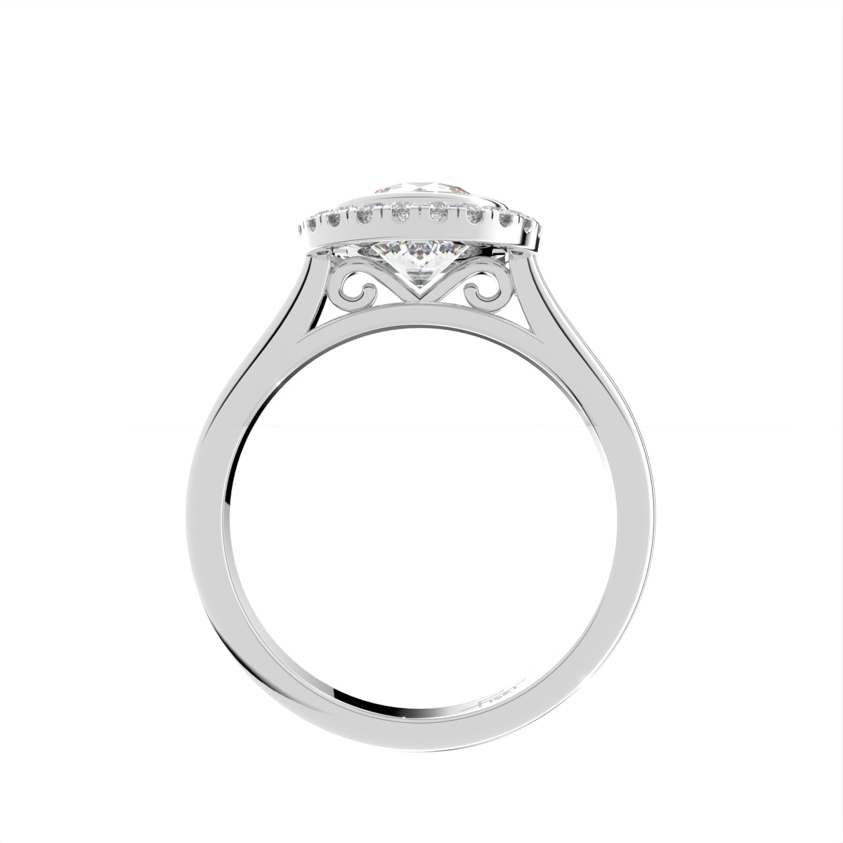 18K Halo Round Diamond Ring — FRONT