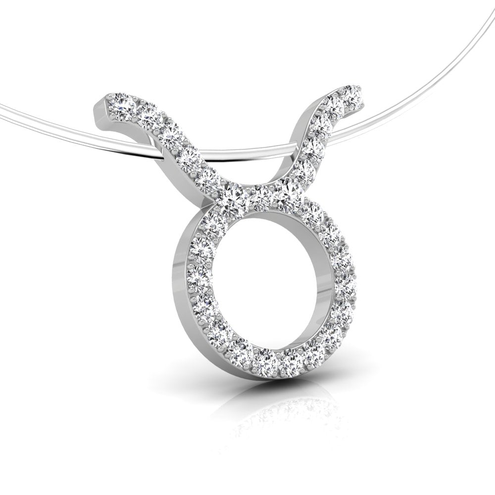 vimg:FJ1249|vimg:FJ2491|18K White Gold Zodiac Round Diamond Pendant — RIGHT