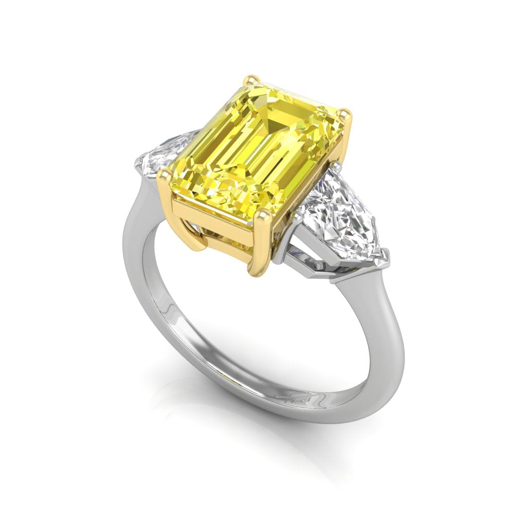 vimg:Z00247|18K Trilogy Emerald Diamond Ring — 3D VIEW