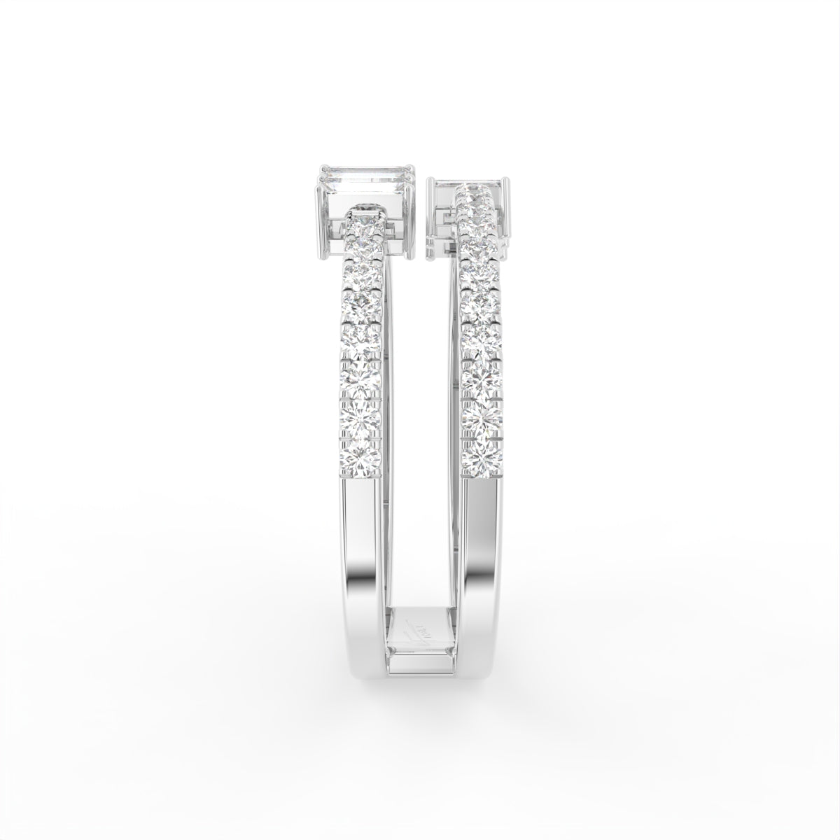 18K Baguette Pave Diamond Ring — SIDE