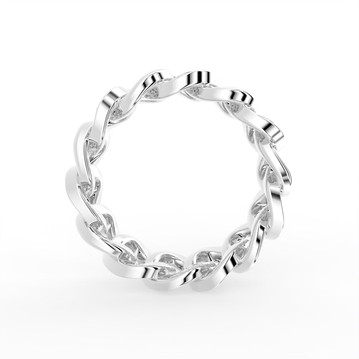 18K Bespoke Chain Link Diamond Ring — FRONT