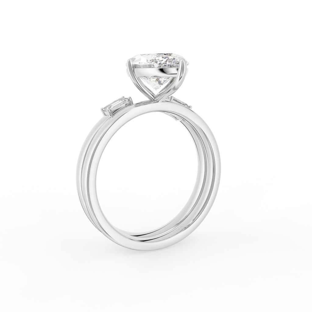 18K Yellow Gold Solitaire Marquise Diamond Ring — 3D VIEW