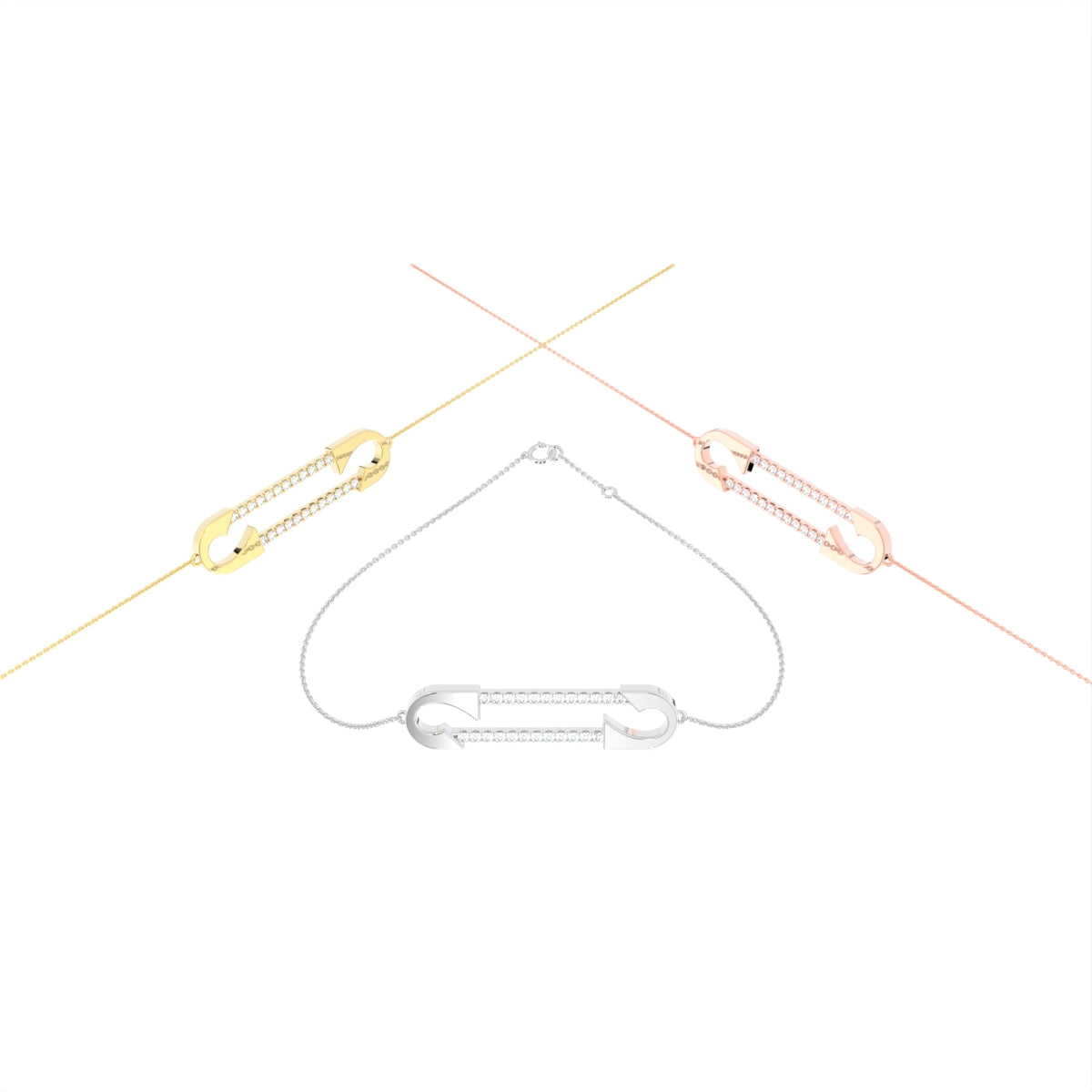 18K Gold Round Diamond Bracelet — 3 COLOR