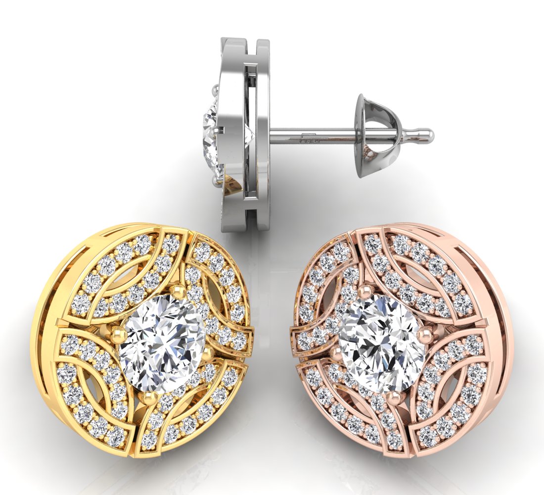 18K Bespoke Diamond Stud Earrings — 3 COLOR