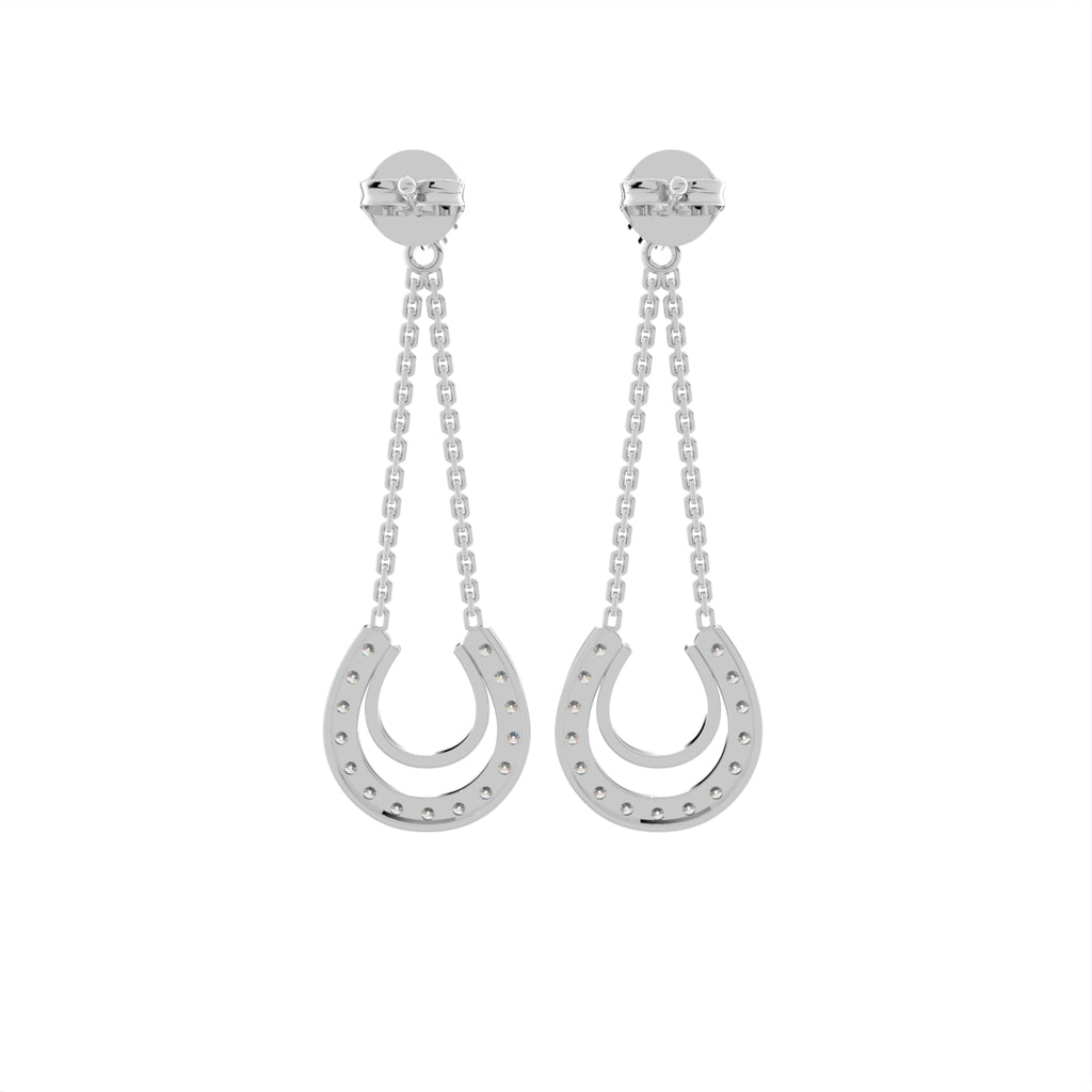 18K Round Pave Diamond Drop Earrings — BACK
