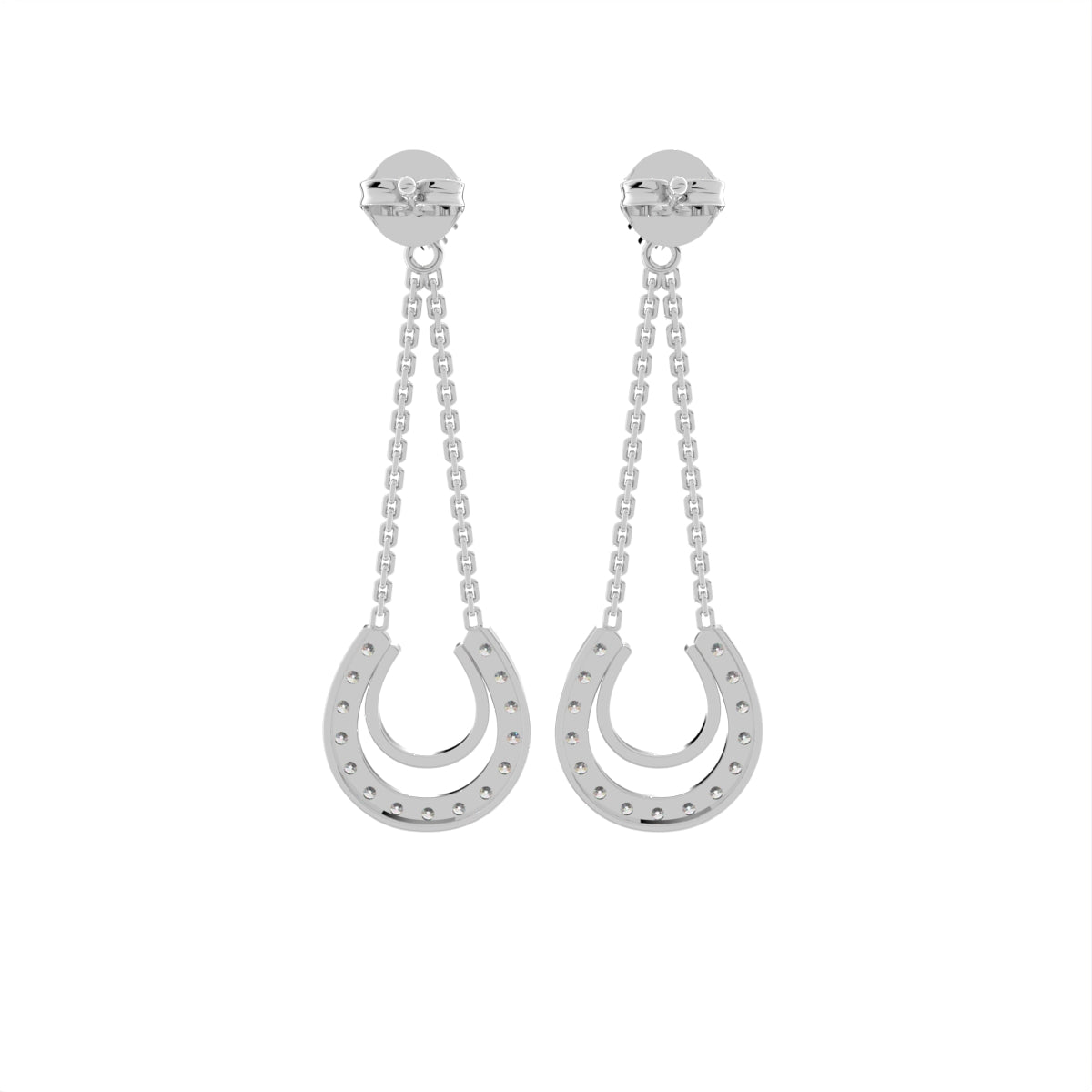 18K Round Pave Diamond Drop Earrings — BACK