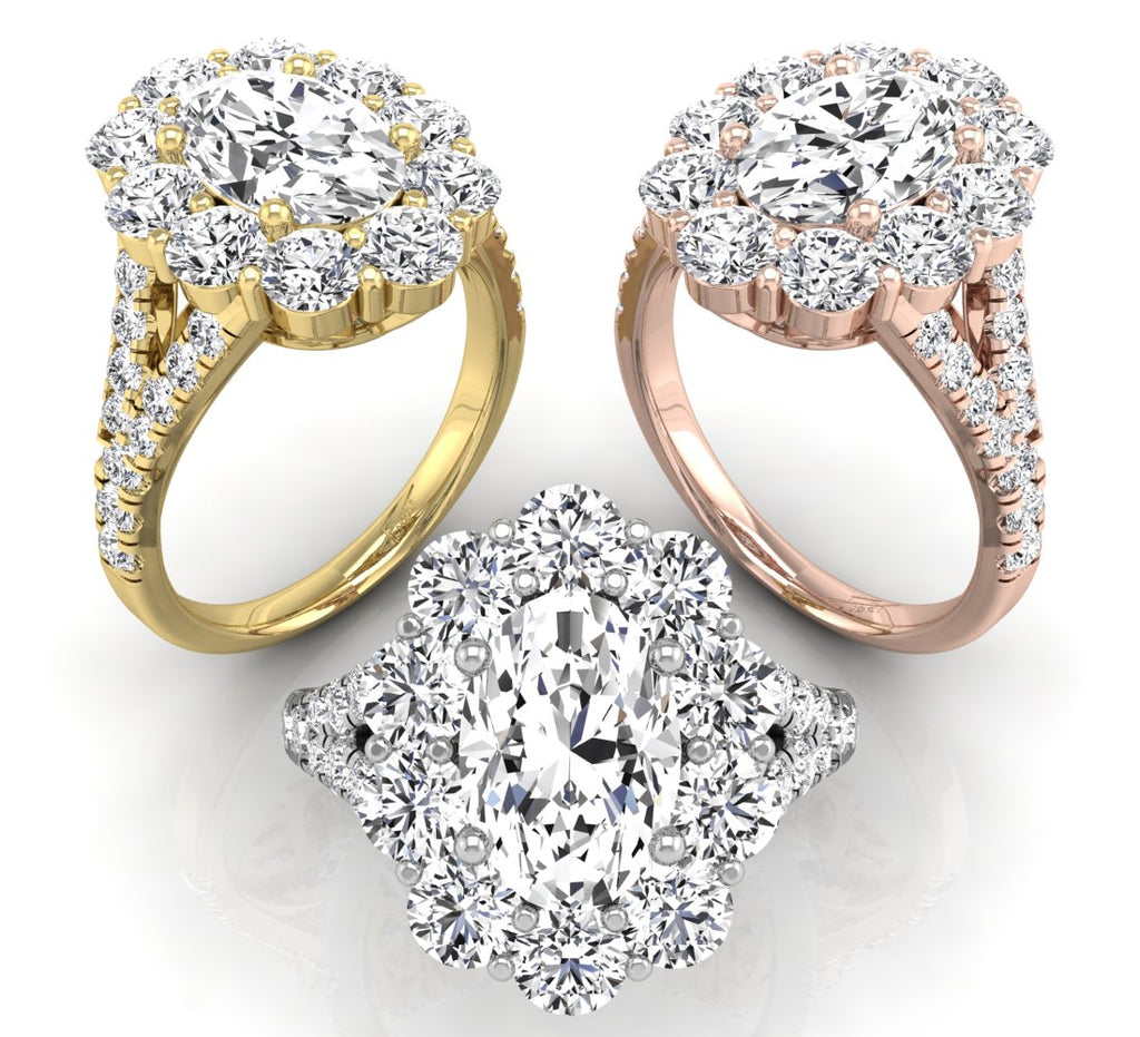 18K Bespoke Oval Diamond Ring — 3 COLOR