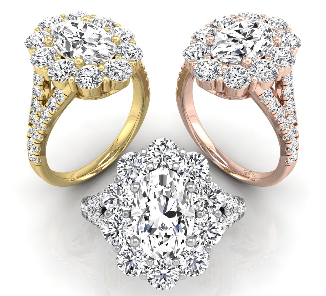 18K Bespoke Oval Diamond Ring — 3 COLOR