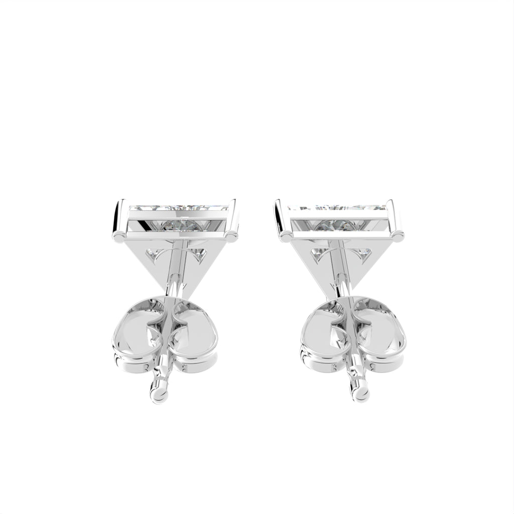 18K Triangle Solitaire Diamond Earrings — BACK