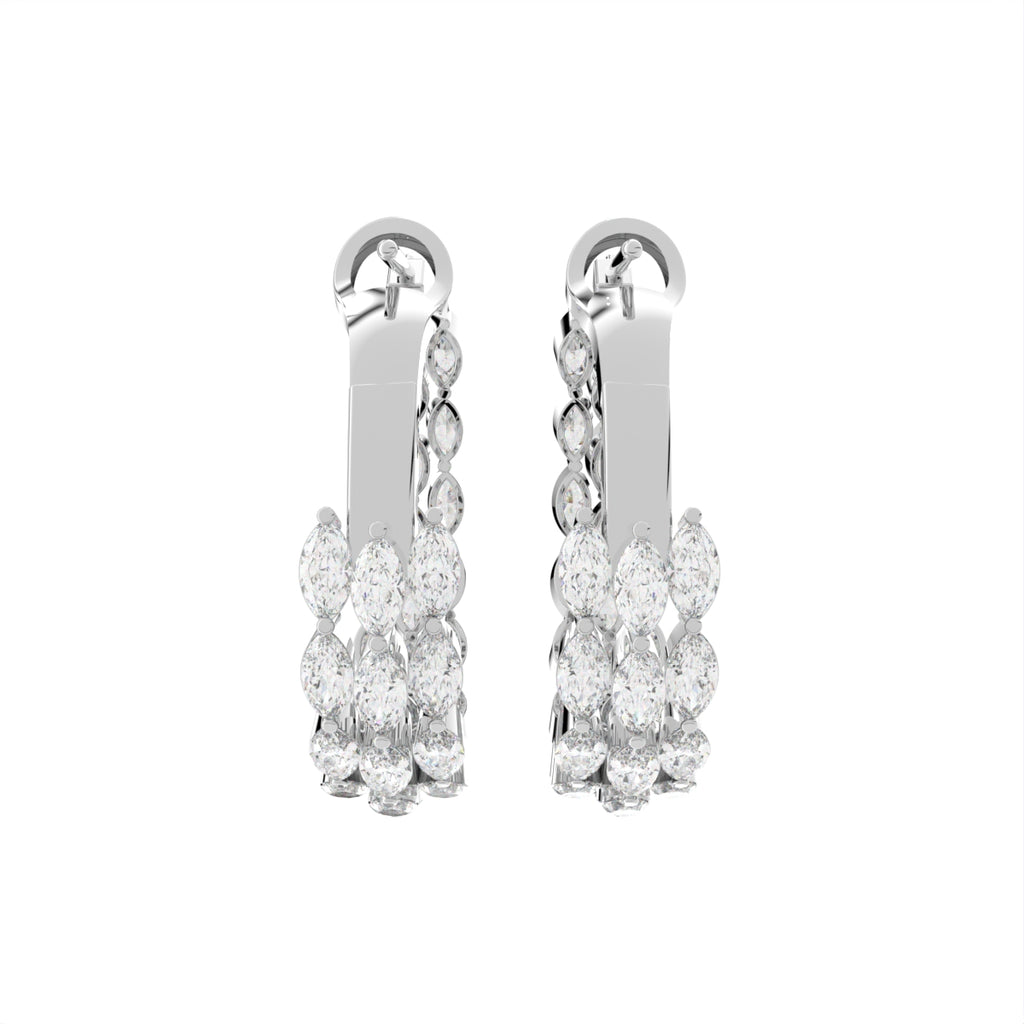 18K Marquise Diamond Hoop Earrings — BACK
