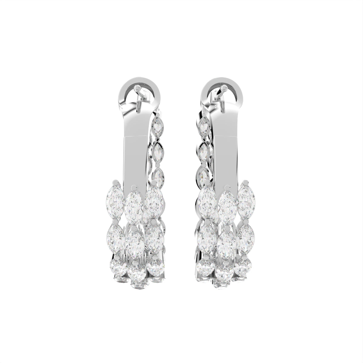 18K Marquise Diamond Hoop Earrings — BACK