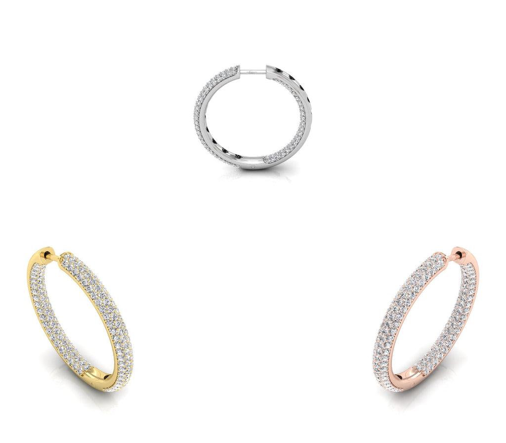 18K Diamond Hoop Earrings — 3 COLOR