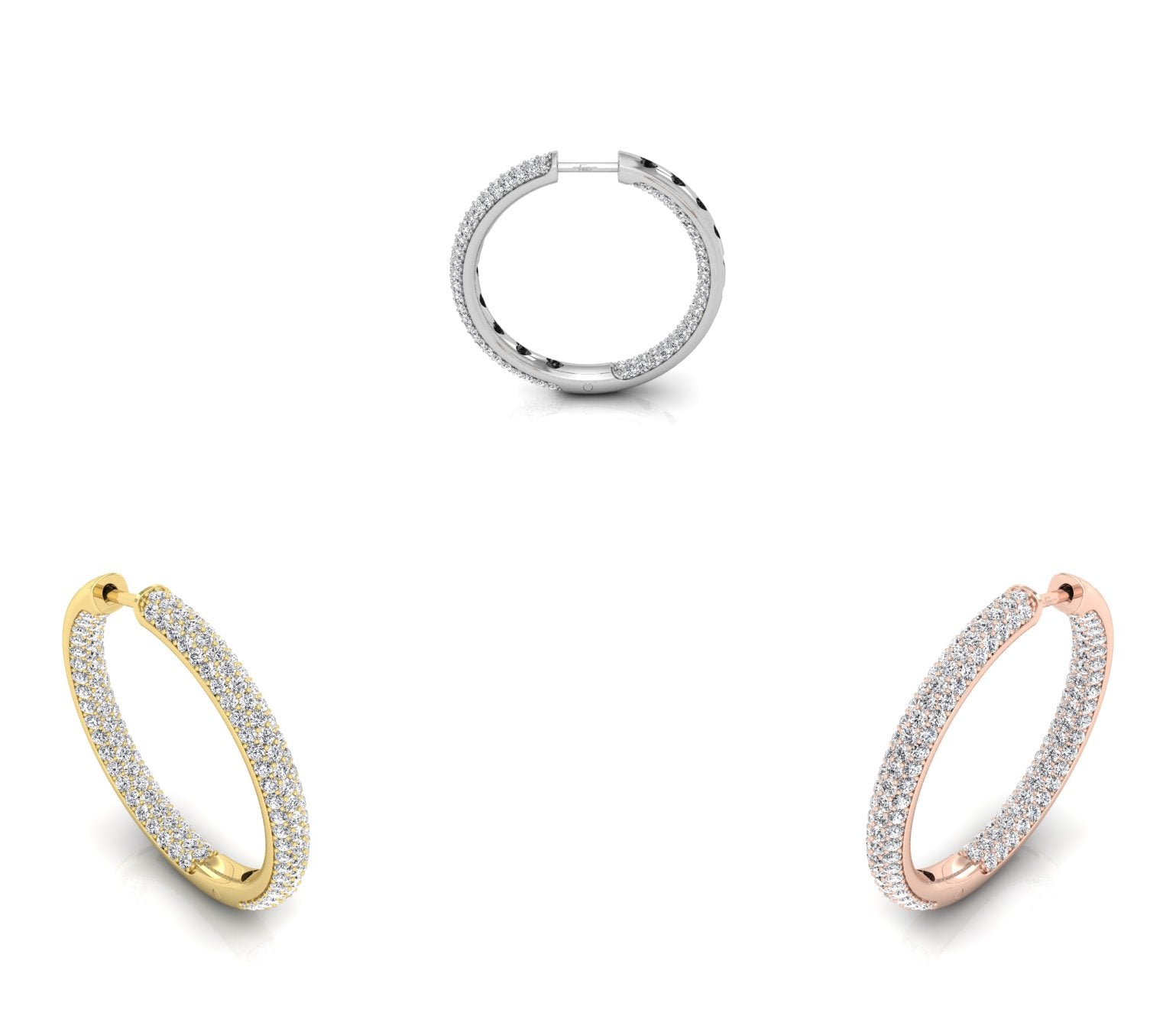 18K Diamond Hoop Earrings — 3 COLOR