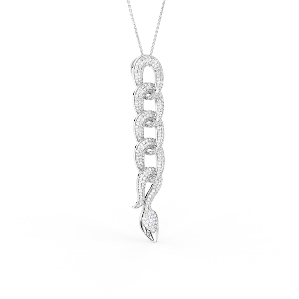 18K Bespoke Snake Diamond Pendant — 3D VIEW