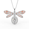 18K Dragonfly Diamond Pendant — FRONT
