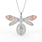 18K Dragonfly Diamond Pendant — FRONT