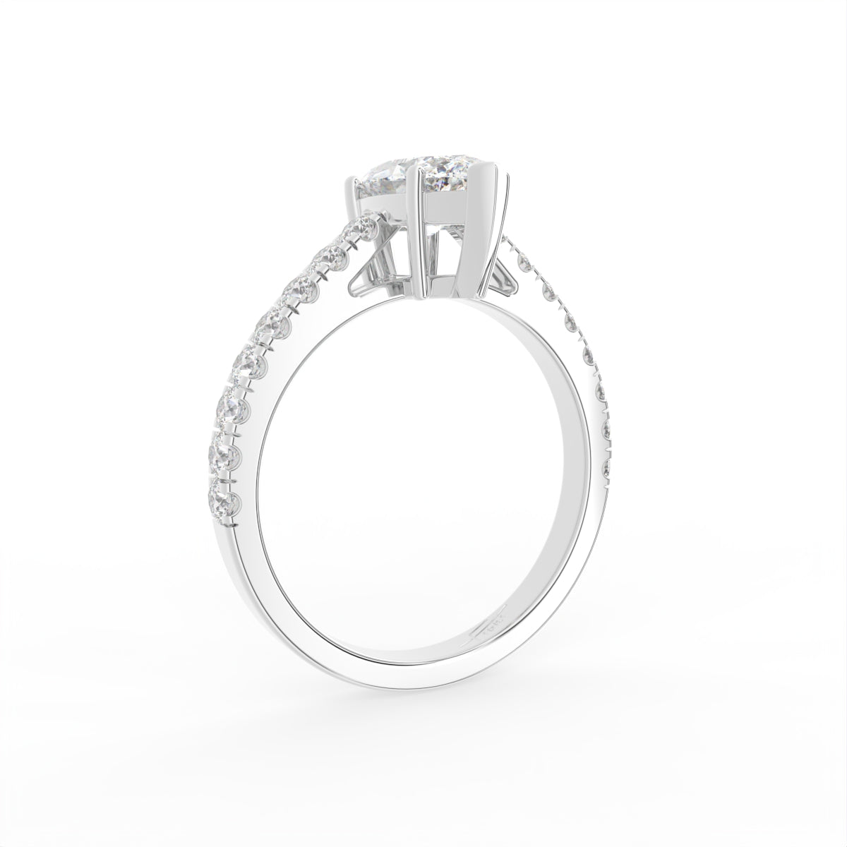 18K Marquise Diamond Solitaire Engagement Ring — 3D VIEW