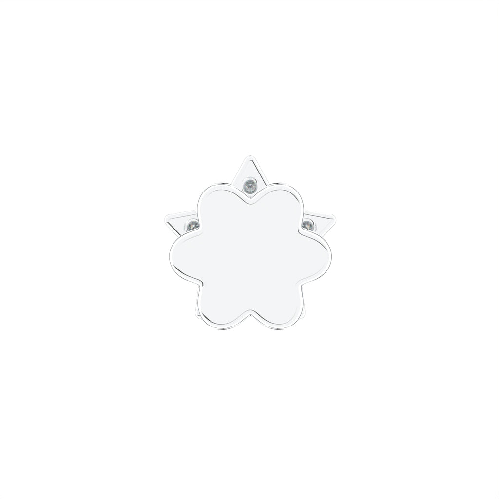 14K Star Round Diamond Piercing Earrings — BACK