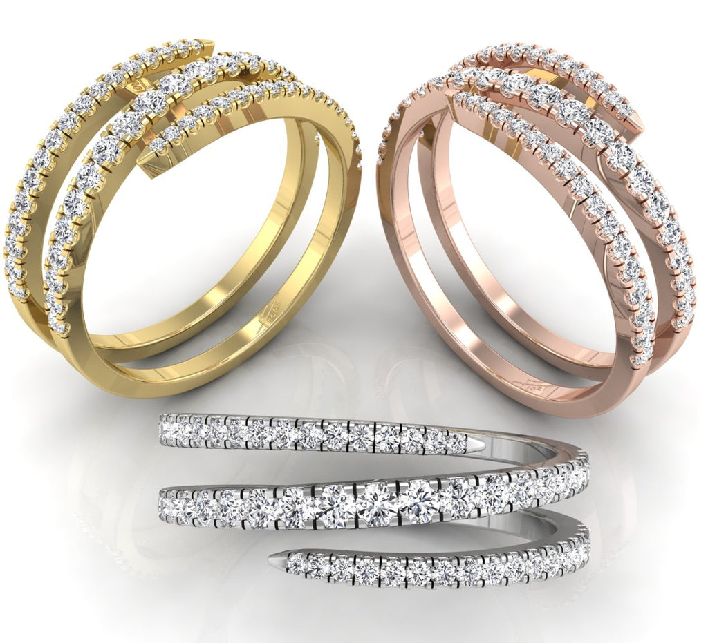 18K Bespoke Round Diamond Band Ring — 3 COLOR